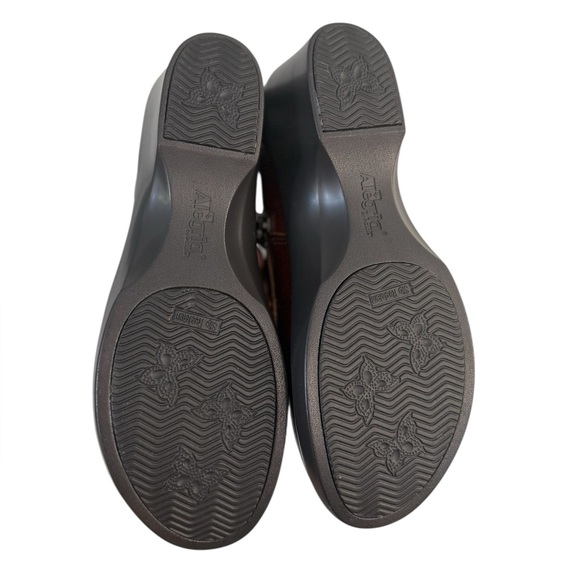 Alegria Eliza Leather Ankle Boots Brown Velvet Lace Up Comfort Shoes - Picture 4 of 5